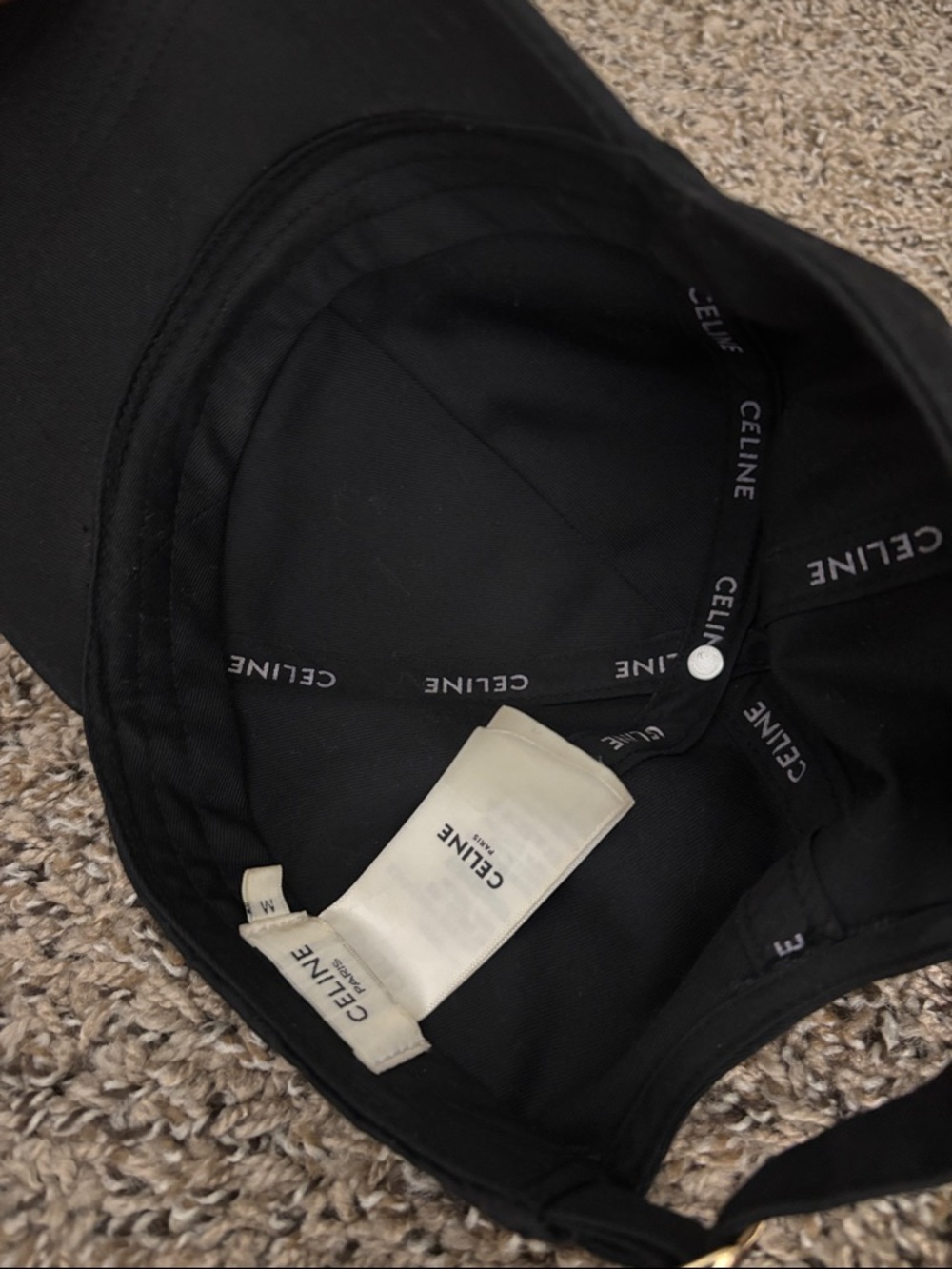 Celine Black Baseball Cap with White Logo - Picture 2 of 3